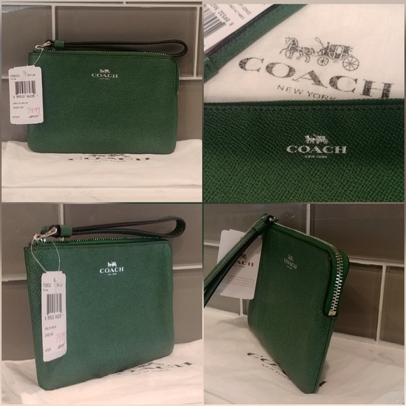 Coach Handbags - Coach, Corner Zip Wristlet F58032, Jade